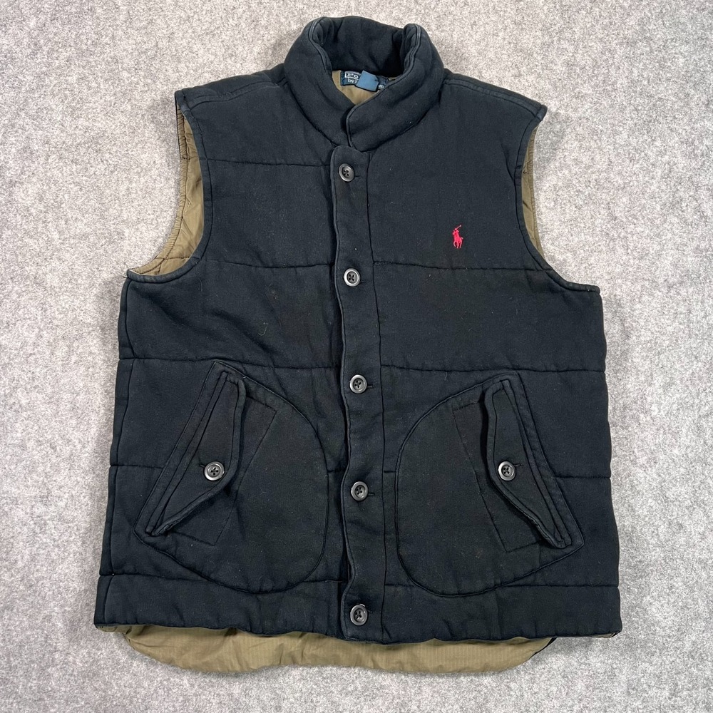 Vintage Polo Ralph Lauren Quilted Puffer Vest Zip Button Up Men's Size Large